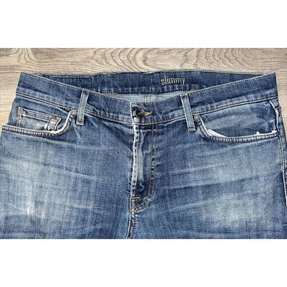 7 For All Mankind Men's Blue Cotton Blend Slimmy Stretch Denim Jeans Size 38x28 - Picture 4 of 11